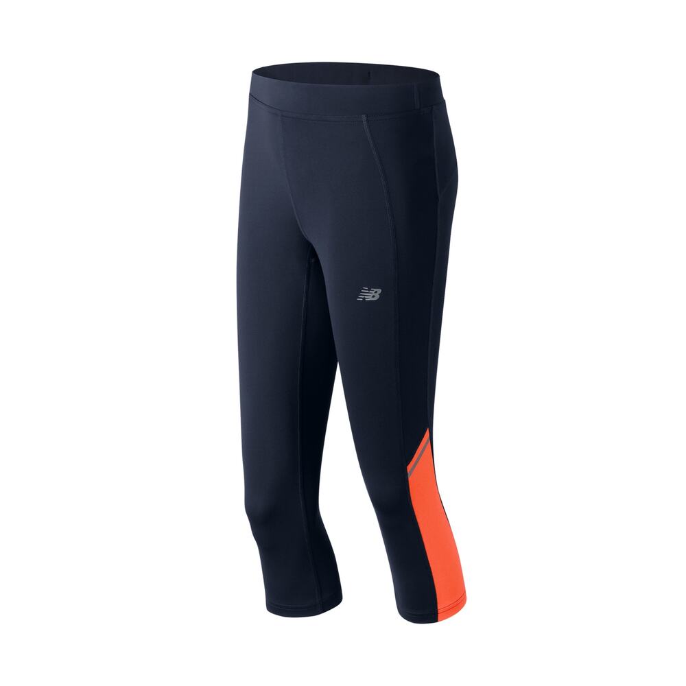 New Balance Black Coral Orange Capri Accelerate Tights Women's Size Small